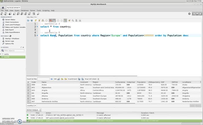 uso de SQL en workbench (en español)